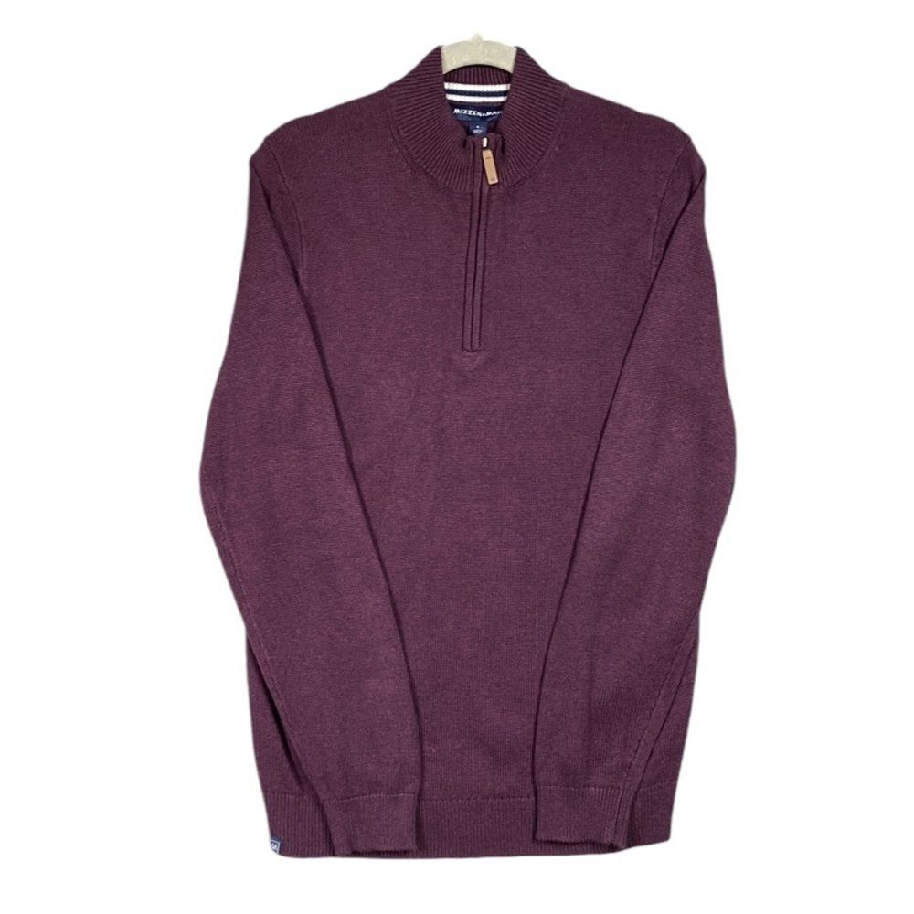 NEW Mizzen + Main Cassady Quarter Zip Sweater Long Sleeve Sz S Purple